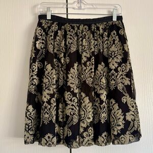 Garnet Hill Silk Blend Black and Gold Skirt